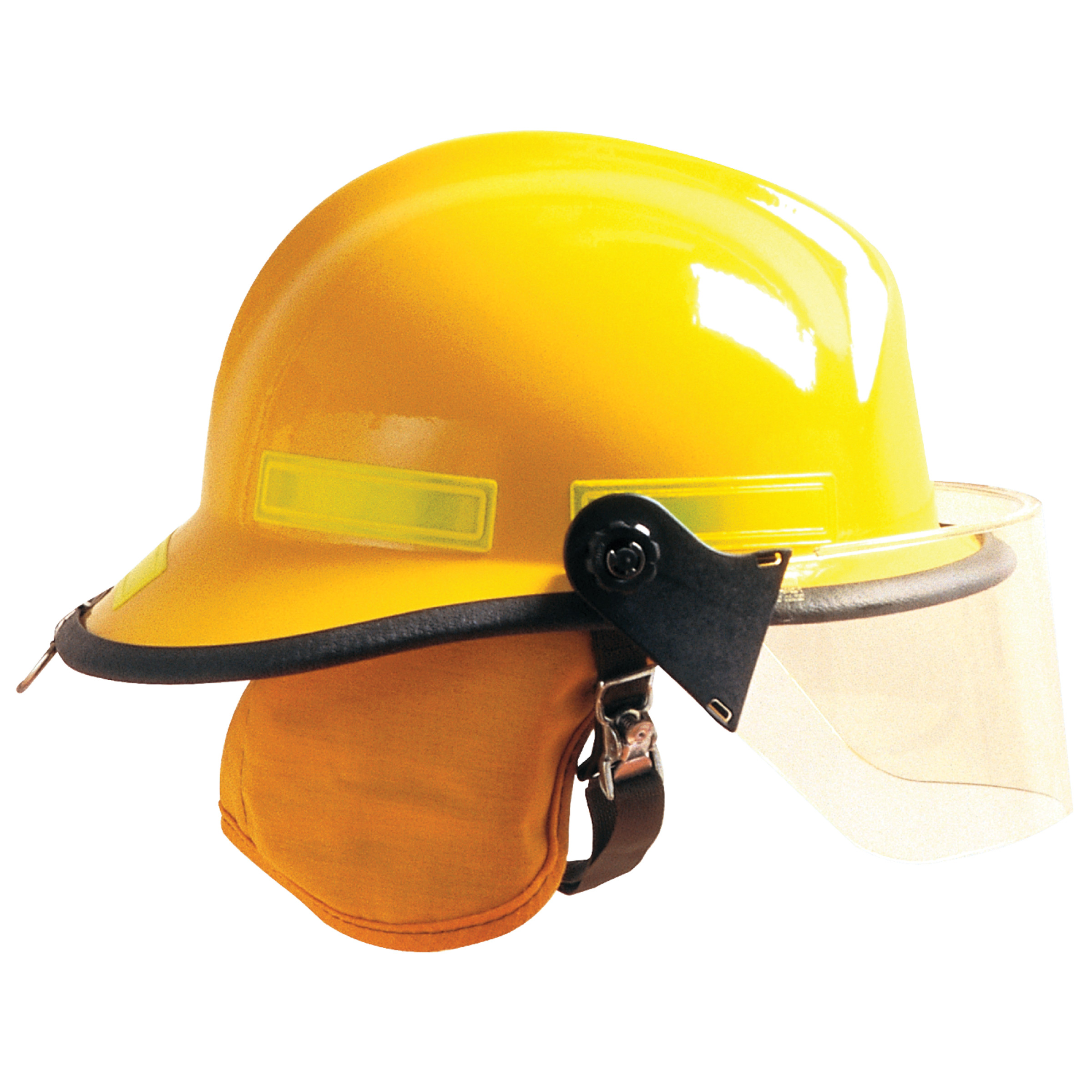 Cairns 660C Metro, Yellow, 4“ Standard Faceshield, Standard Flannel Liner, Nomex Earlap, Nomex Chinstrap w/ Quick Release & Postman Slide, Lime/Yellow Reflexite, Bar